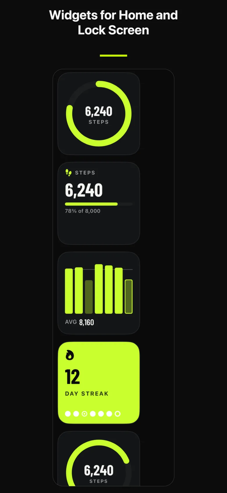 StepRing widgets for the Home Screen and Lock Screen
