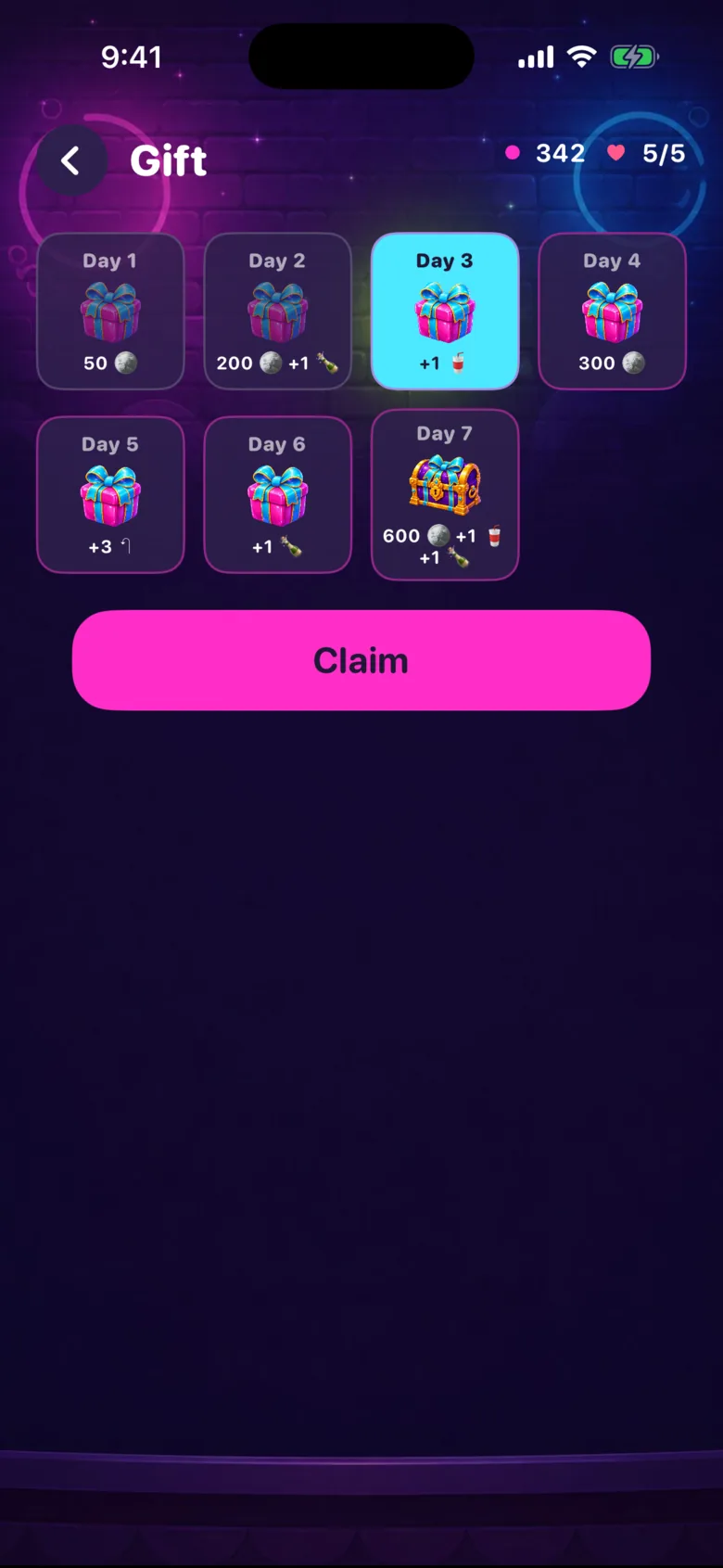 The Jelly Fizz seven-day gift calendar with the first two days claimed and day three due